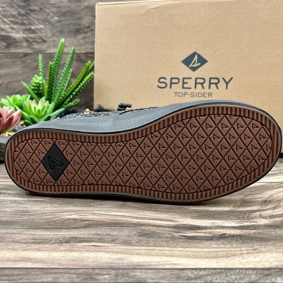 NIB Sperry Crest Vibe Canvas High Top Sneaker Black Animal Print Textile - Picture 9 of 13